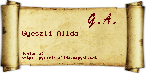Gyeszli Alida névjegykártya